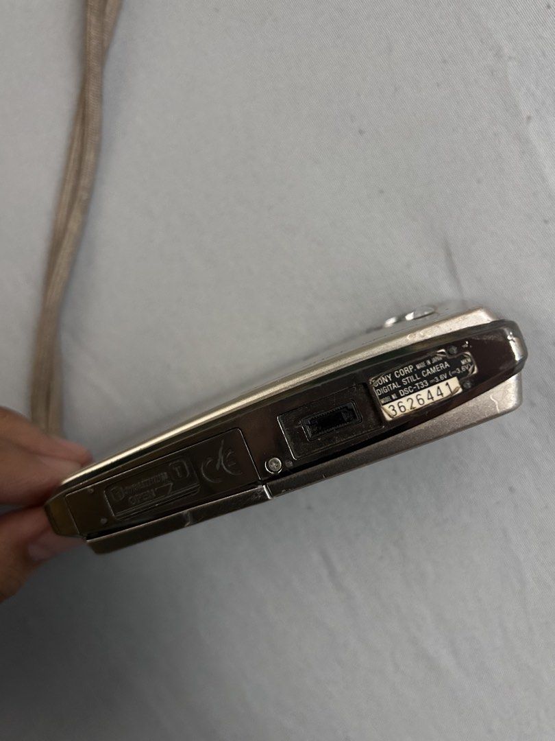 Sony Cyber-shot DSC-T33 Digital Camera (Category: Cameras) located in Binan City. Submitted by junohaze (Listing ID 1441882173, Image 3). Description: Sony Cyber-shot DSC-T33 Digital Camera Vintage digicam with Carl Zeiss lens. Cosmetic signs of use/scratches as shown in photos. Condition: Untested * Does not power on with current battery * Battery may be dead due to age * No further testing done * Selling as-is Good for collectors, repair, resto