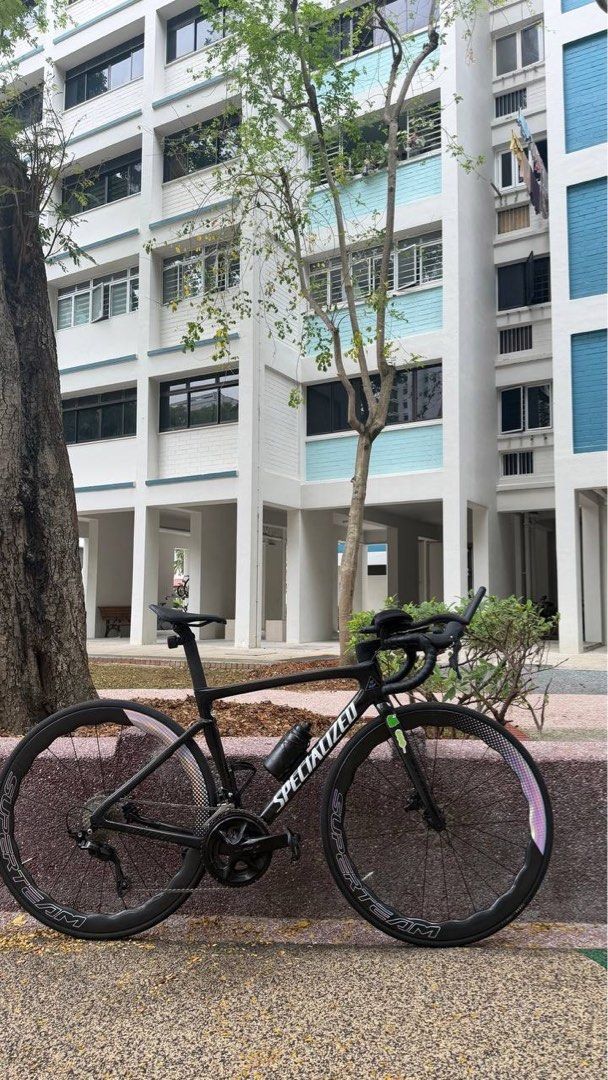 Specialized Tarmac SL7 Disc Road Bike (Category: Bicycles) located in Singapore. Submitted by sjabhel (Listing ID 1441852637, Image 2). Description: Running 12 speed Shimano 105 mechanical Superteam 50mm wheels (1500g +-) Enve Aero Handlebars (40mm) Continental GP5000 28mm tyres Specialized Power Saddle S-works SL7 seat post Specialized integrated Stem (90mm) Race Waxed chain OPEN TO NEGO! just offer up. Minor scratches on wheels from riding, doe