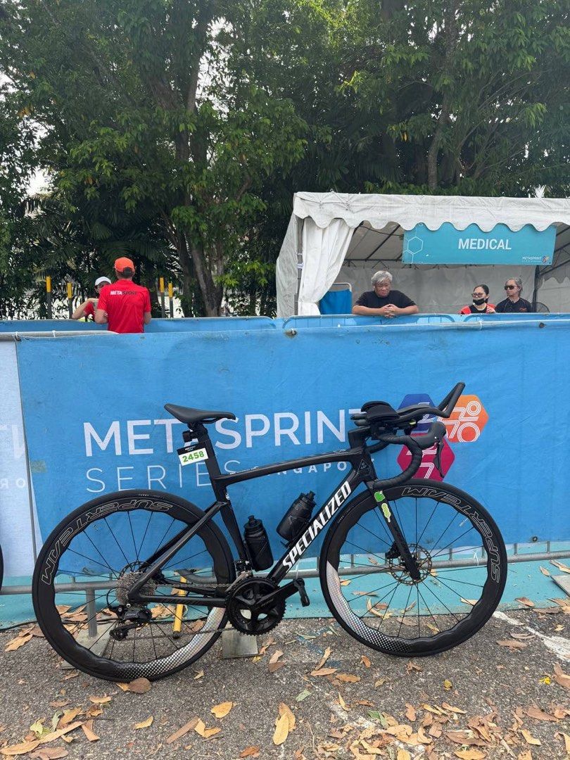 Specialized Tarmac SL7 Disc Road Bike (Category: Bicycles) located in Singapore. Submitted by sjabhel (Listing ID 1441852637, Image 3). Description: Running 12 speed Shimano 105 mechanical Superteam 50mm wheels (1500g +-) Enve Aero Handlebars (40mm) Continental GP5000 28mm tyres Specialized Power Saddle S-works SL7 seat post Specialized integrated Stem (90mm) Race Waxed chain OPEN TO NEGO! just offer up. Minor scratches on wheels from riding, doe