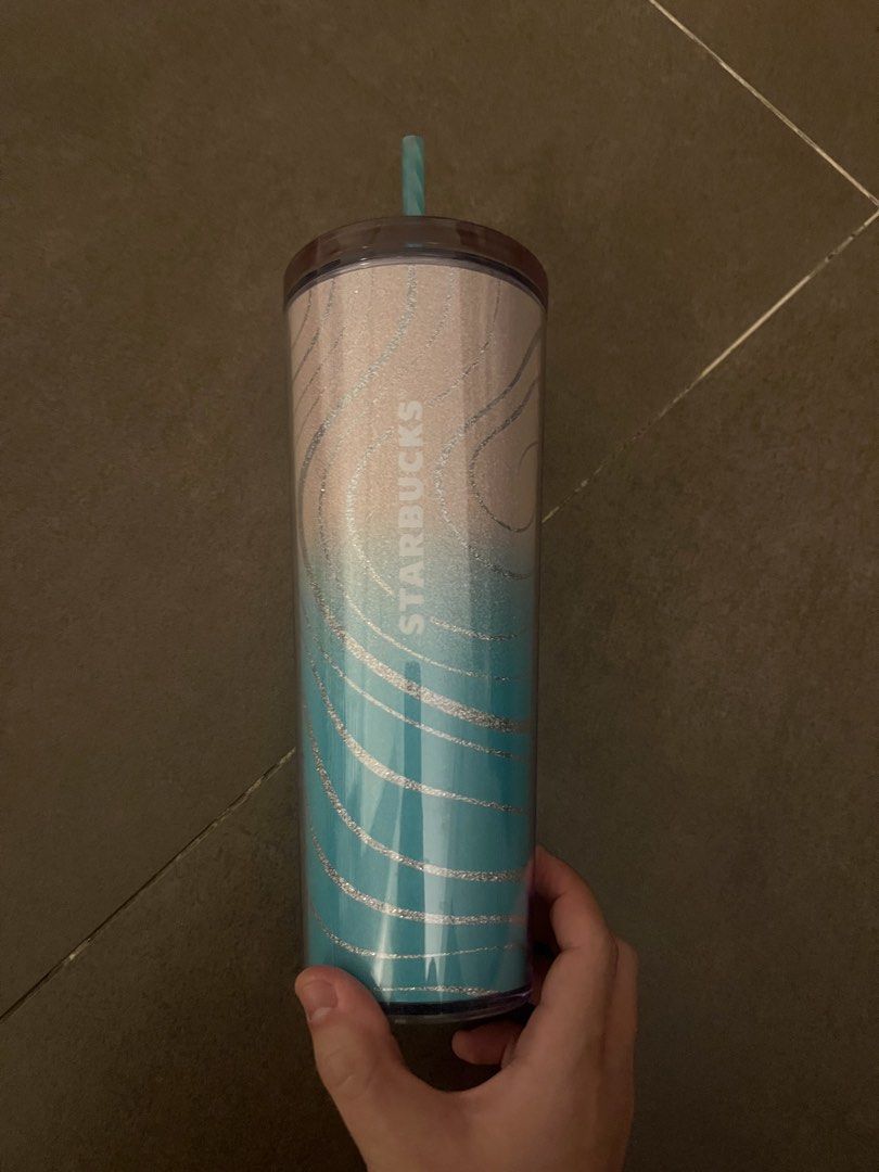 Starbucks Tumbler with Straw (Category: Water Bottles & Tumblers) located in Taguig. Submitted by graceeeeeeeee (Listing ID 1441790082, Image 1). Description: Sparkling pink to teal glitter Starbucks tumbler with straw. Tall, sleek, and perfect for your daily drinks!.