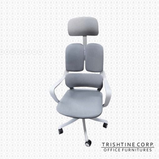 TEX-253 | Highback Executive Fabric Chair (Category: Office Furniture & Fixtures) located in Caloocan City. Submitted by jimtapitan_trishtinecorp. (Listing ID 1441794710, Image 2). Description: - Ergonomic office chair from Trishtine Corp. - Adjustable headrest and armrests for personalized comfort. - Padded seat and back for extended sitting. - Swivel base with wheels for effortless mobility. - Ideal for long work hours. - Available in black and