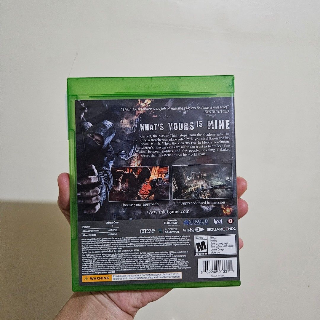 Thief for the Microsoft Xbox One consol (Category: Xbox) located in Digos. Submitted by richcaliforniaclothingstore (Listing ID 1441823385, Image 2). Description: 📌Please manage ur expectations this is not bnew ✨️Color may vary due to lighting 📩Dm us for more inquiries! 📎We accept LAY-AWAY terms 📎We ship nationwide via j&t | pay now ship now/tomorrow 📎Can do video call before buying your items 📍Rich.California Clothing Store is located in D