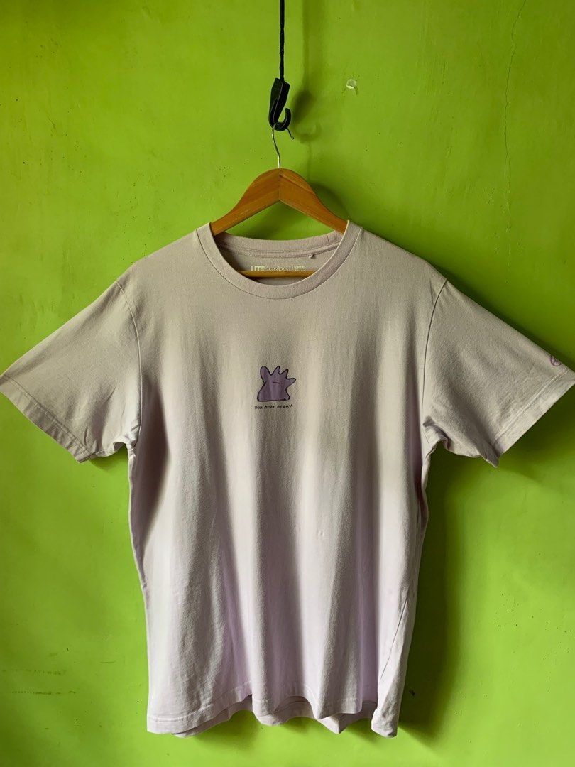 Uniqlo Ditto pokemon tee (Category: Tshirts & Polo Shirts ) located in Cagayan de Oro. Submitted by premium_thrifts (Listing ID 1441896716, Image 1). Description: Lavender colorway. Good condition. Issues: tiny spot stain on the tummy area, and minimal lints - MEASUREMENTS: L29.5 x W22" 18" (shoulder to shoulder) 8.8" (sleeve length) Fits Large Add shipping fee (via JRS or J&T).