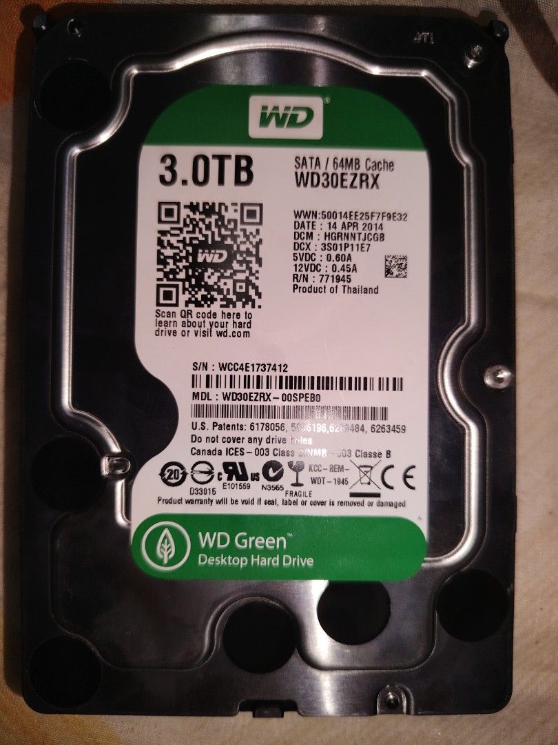 WD Green 3TB desktop harddisk drive473256721719633921