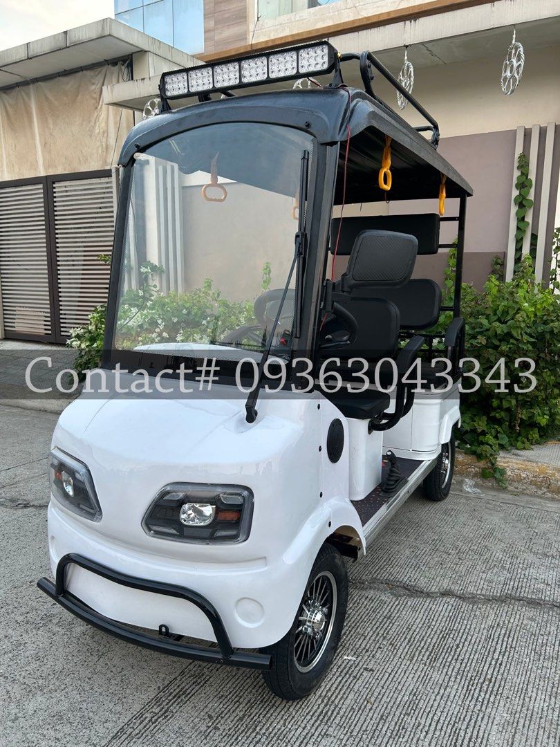 2026 golf cart type 4 wheels ebike (Category: Bicycles) located in Manila. Submitted by jo.yu1223 (Listing ID 1440384917, Image 2). Description: - 2026 Golf Cart type 4-wheel ebike - Sleek white exterior - Comfortable seating for multiple passengers - Premium steering wheel and easy-to-use controls (H, M, L, D, R) - Integrated LED light bar on top - Delivery charges are customer's responsibility.