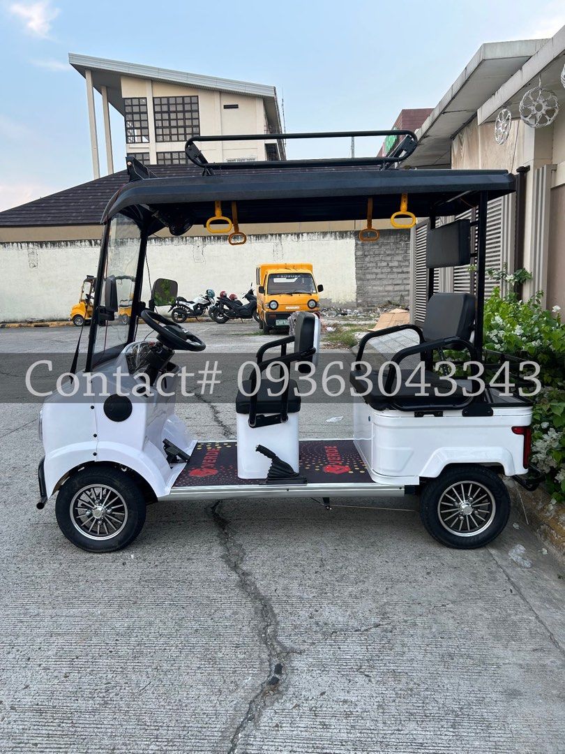 2026 golf cart type 4 wheels ebike (Category: Bicycles) located in Manila. Submitted by jo.yu1223 (Listing ID 1440384917, Image 3). Description: - 2026 Golf Cart type 4-wheel ebike - Sleek white exterior - Comfortable seating for multiple passengers - Premium steering wheel and easy-to-use controls (H, M, L, D, R) - Integrated LED light bar on top - Delivery charges are customer's responsibility.