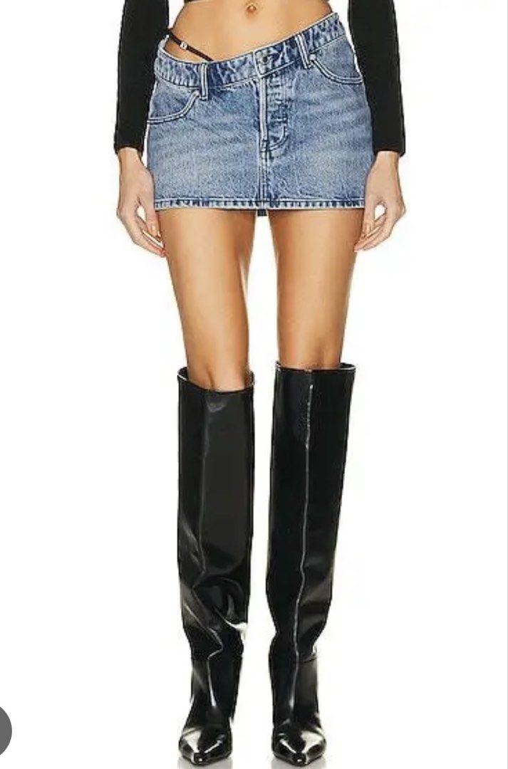 Alexander Wang Assymetrical Denim Mini Skirt (Category: Skirts) located in Quezon City. Submitted by _stphnlswardrobe (Listing ID 1437695637, Image 3). Description: Brand: Alexander Wang Size: 27 on tag; 30” measured with a measuring tape Condition: Like New Note: Open to Negotiations but no lowballing!! MOD: Lalamove, GGX ONLY MOP: GCash, Maya ONLY.