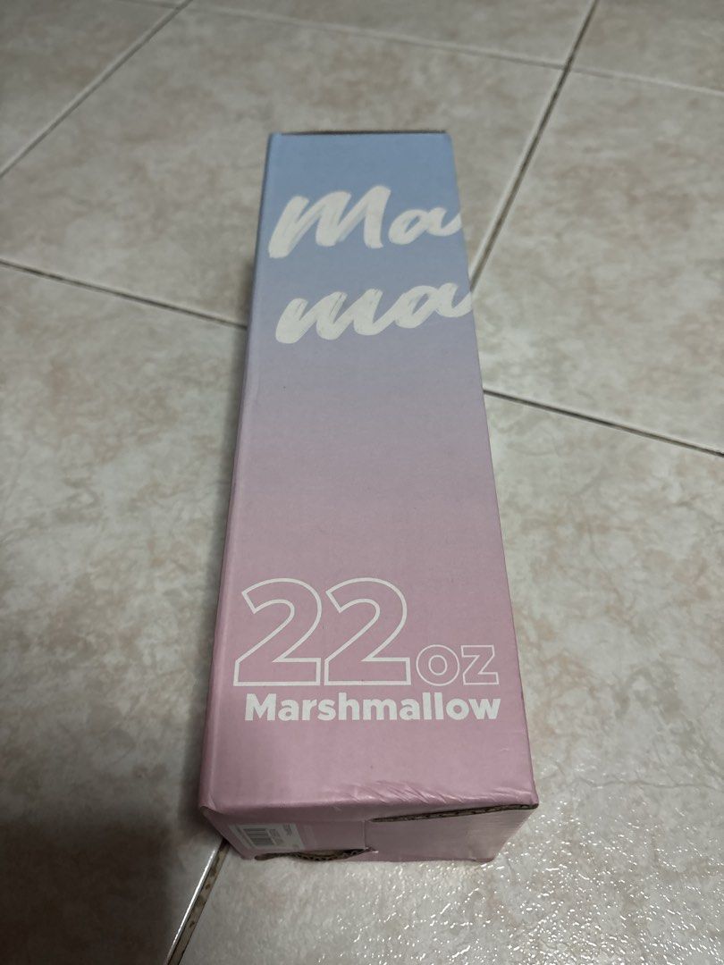 AquaFlask 22oz Marshmallow Water Bottle (Category: Water Bottles & Tumblers) located in Malabon City. Submitted by jinisells (Listing ID 1439204593, Image 3). Description: - AquaFlask 22oz water bottle - Color: Marshmallow (gradient blue and pink) - Features: - Protective silicone base - Flip-top lid - Comes with original packaging.