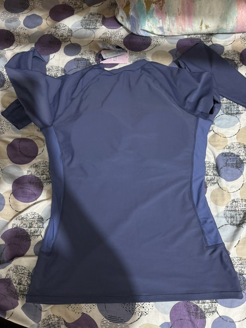 Athletic Long Sleeve Top with Built-in Bra (Category: Longsleeves) located in Quezon City. Submitted by shopewisely (Listing ID 1442035393, Image 2). Description: - Blue athletic long-sleeve top - Features a quarter zip neckline - Built-in bra cups for added support - Side panels in a slightly different blue shade - Ideal for workouts and outdoor activities - Brand new with tag still attached -Rushguard with built in bra. NOTE: tagged as 3XL but 