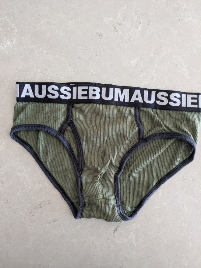 AussieBum Men's Underwear - Size S (Category: New Underwear) located in Singapore. Submitted by hc3859 (Listing ID 1430073503, Image 2). Description: 3 pairs of AussieBum men's briefs. 2 with camouflage pattern. Brand new and unworn. 1 olive green. lightly used. All are size S..