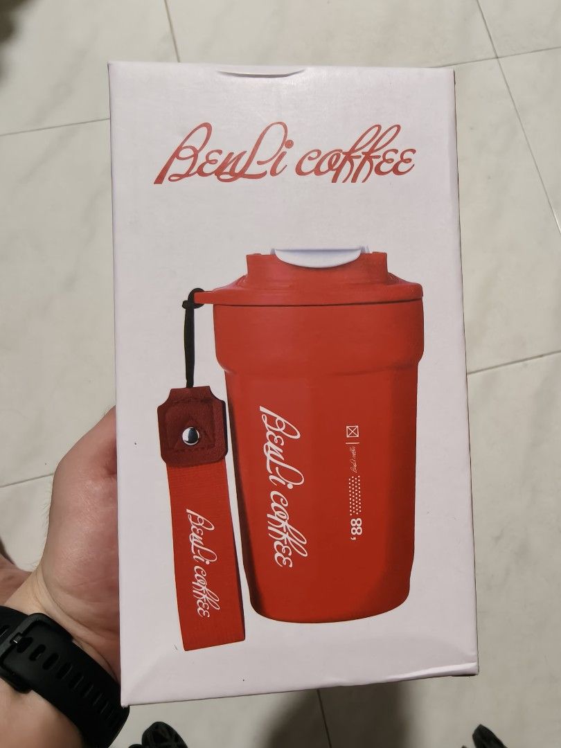 Benli Coffee Red Travel Mug with Strap