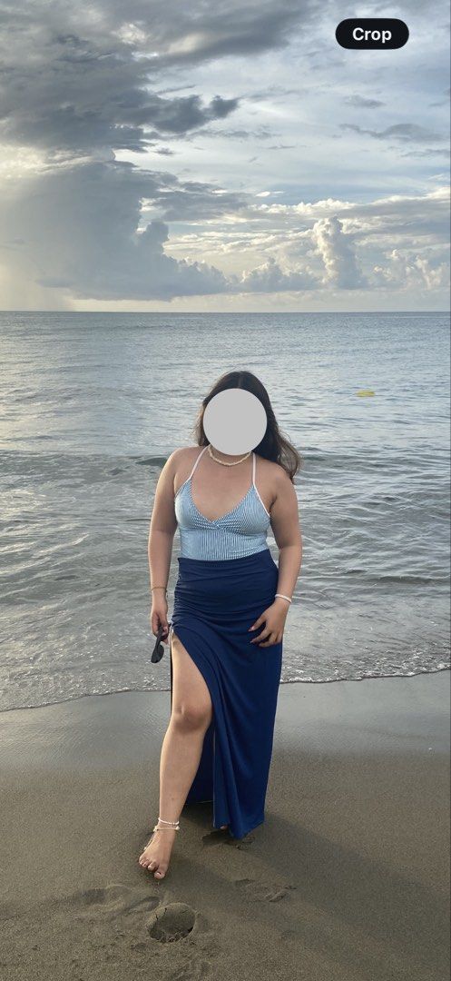 BERSHKA Blue Long skirt (Category: Bikinis & Swimsuits) located in Manila. Submitted by halsea (Listing ID 1442030892, Image 1). Description: fits large to xxl stretchy .