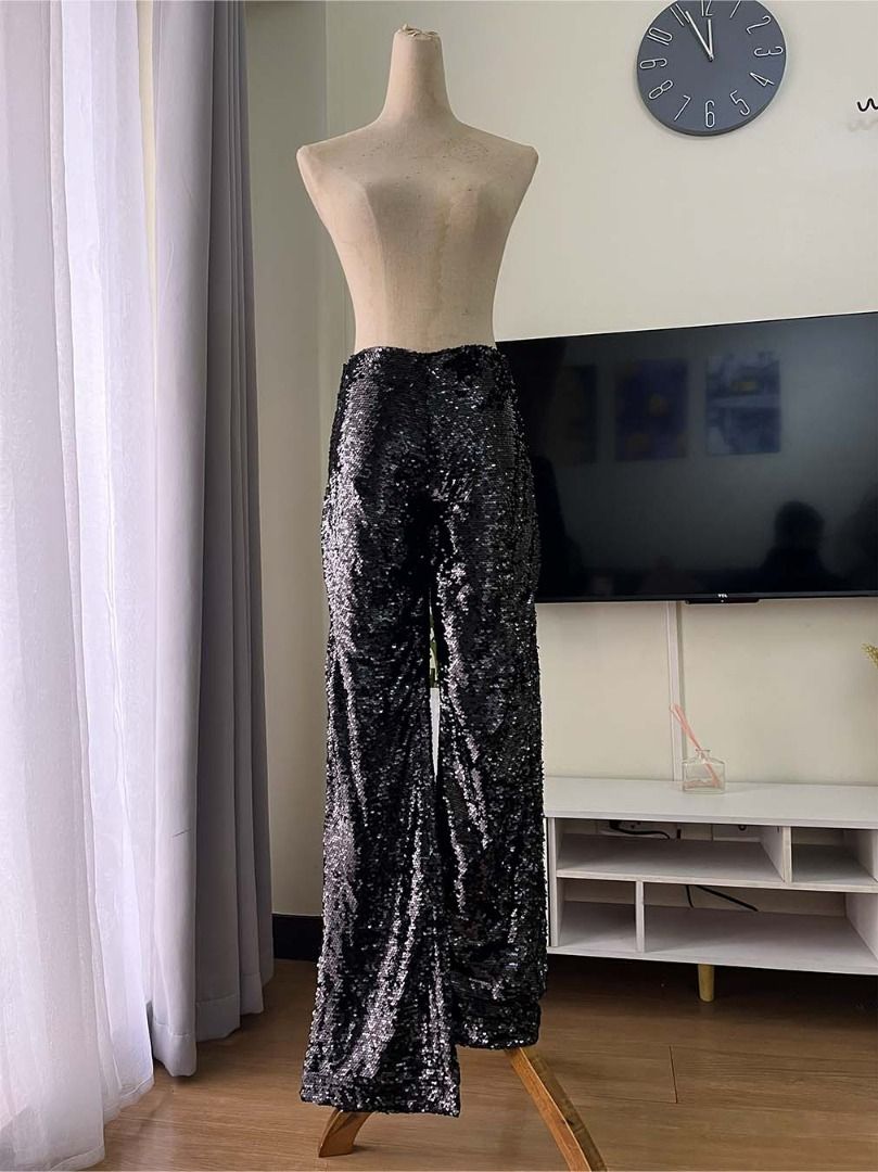 Black Sequins Trousers (Category: Other Bottoms) located in Pasig City. Submitted by threadhumore (Listing ID 1442113462, Image 1). Description: ACTUAL PHOTO 📸 Size Available: (1) XS (2) Medium Condition: 10/10 📍 Pasig City 📦 Delivery via J&T / Lalamove • All items are from warehouse stock • Authentic piece with original Mistress Rocks tag (as shown in photos) • Size is based on the tag label; message for exact measurements if needed • Each it