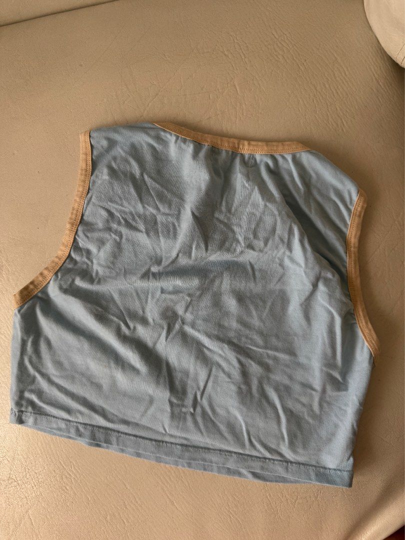 Blackbough Baby Tee Lemon Print Blue Size S (Category: Shirts) located in Las Pinas. Submitted by materialgowrl (Listing ID 1442067791, Image 3). Description: - Brand: Blackbough - Style: Baby Tee - Color: Light Blue - Print: Lemon and Floral - Trim: Tan neckline and sleeves - Size: S - Perfect for summer vibes.