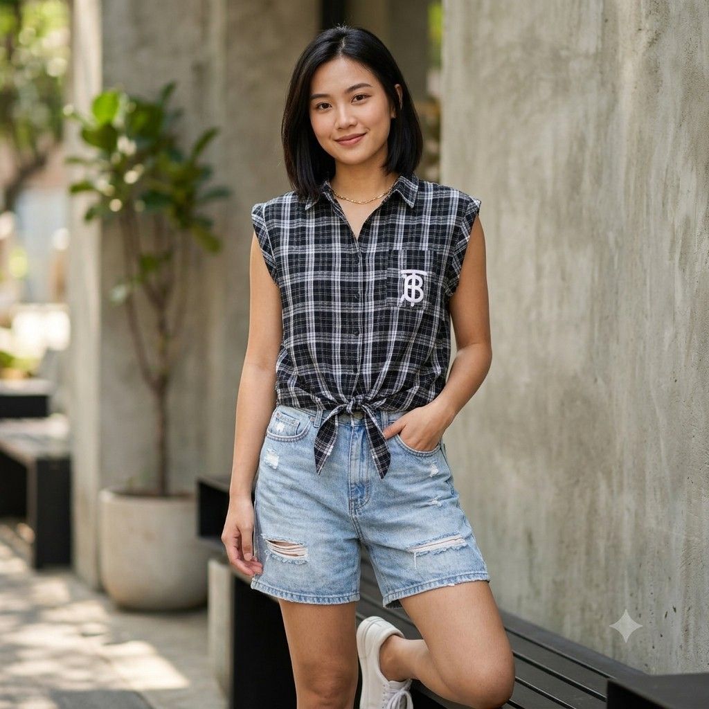 Burberry TB Logo Tie Front Sleeveless Checked Shirt Black (Kategori: Atasan) berada di Manado. Dikirim oleh mvpmana (ID iklan 1442031898, Gambar 2). Deskripsi: Size L - XL Panjang 61 cm Lebar dada 61 cm Kondisi Sangat baik Logo Bordir Timbul Mulus.