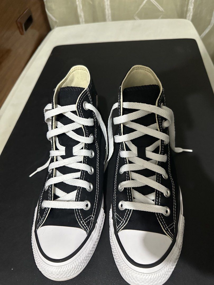 Converse Chuck Taylor All Star High Top Black (Category: Sneakers) located in Quezon City. Submitted by yoitszerc (Listing ID 1442068221, Image 2). Description: Converse Chuck Taylor All Star (No box) US 4.5M/ US 6.5W/ 23.5cm Lightly used, like new Price: ₱1000 (shipping not included) RFS: not used anymore, decluttering Location: Holy Spirit, Quezon City Payment via Gcash, Seabank, BPI Buyer to shoulder shipping fee Delivery via Lalamove, Grab.