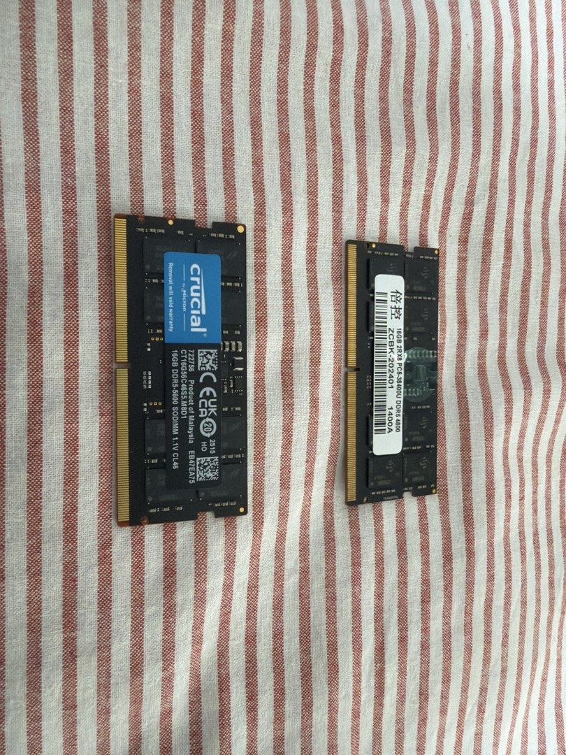 Crucial 16GB DDR5 SODIMM 4800MHz RAM & 16GB DDR5 RAM