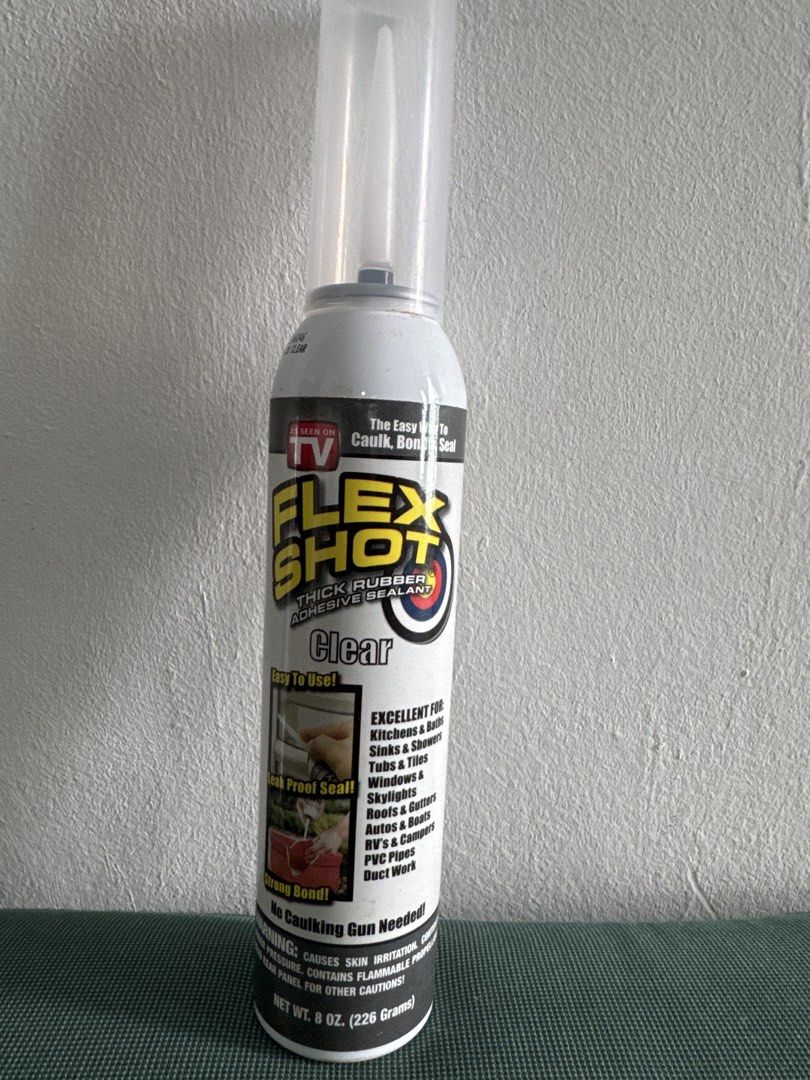Flex Shot Clear Thick Rubber Adhesive Sealant 8oz (226g) – Waterproof Leak Repair (Category: Home Improvement Tools & Accessories) located in Singapore. Submitted by a23zz (Listing ID 1442023116, Image 2). Description: Price: S$12 each S$30 for all 3 cans Selling Flex Shot Clear Thick Rubber Adhesive Sealant (8oz / 226g). Easy-to-use rubberized sealant designed to caulk, bond and seal without the need for a caulking gun. ✅ Clear finish ✅ Waterpro