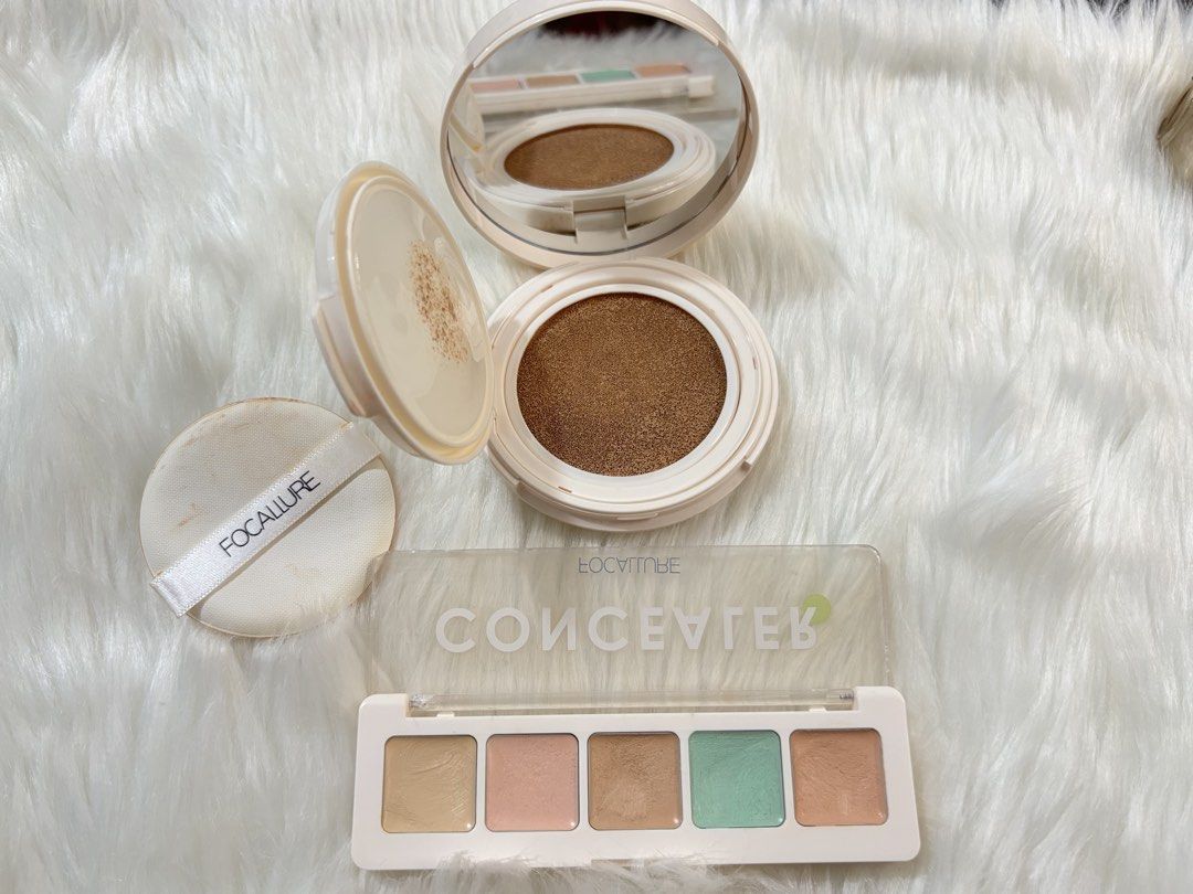Focallure Cushion Foundation & Color Corrector Concealer PRELOVED MAKEUP (Category: Makeup) located in Rizal. Submitted by myuniefinds (Listing ID 1442026129, Image 2). Description: 💗 Focallure Concealer & Cushion - ₱250 - cushion, used 3 times - concealer, mostly used green and dark peach, the rest were swatched lang rfs: not my shade sa cushion & found better color correctors NEGOTIABLE.