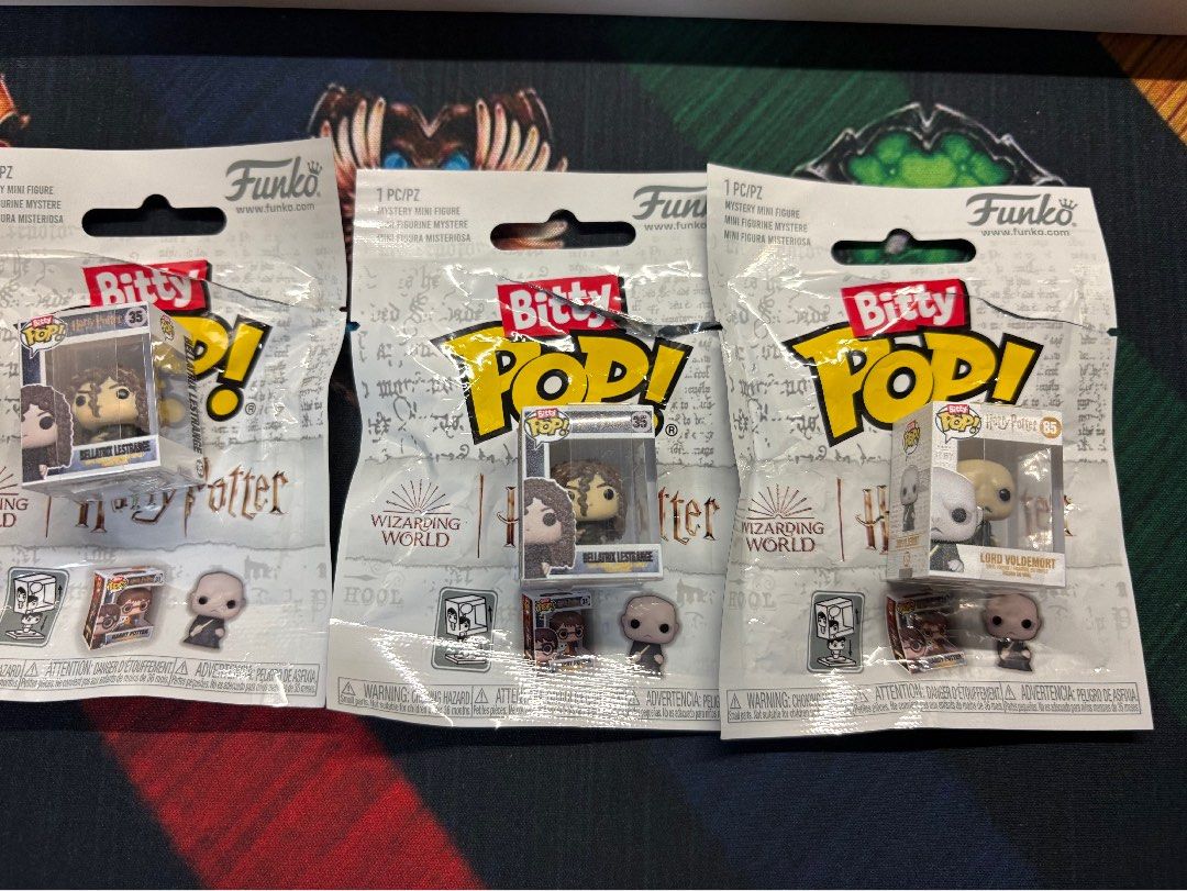 Funko Bitty Pop! Harry Potter (Voldemort and Bellatrix) (Category: Designer & Blind Box Toys) located in Mandaluyong City. Submitted by jasdeals (Listing ID 1442110344, Image 1). Description: - 3 Funko Bitty Pop! Mystery Mini Figures - Harry Potter Series - Includes Bellatrix Lestrange (35) two pieces - Includes Lord Voldemort (85) one piece - All figures are sealed in original packaging - Great for Harry Potter fans and Funko collectors Since th