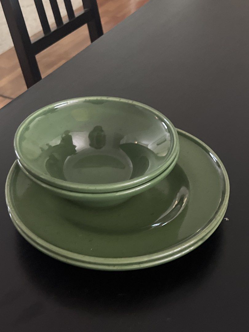 Green Ceramic Bowl and Plate Set473765032525178881