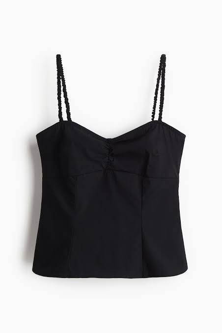 H&M Gathered Camisole top (Category: Sleeveless) located in Davao. Submitted by quickootd (Listing ID 1442025355, Image 1). Description: Xs on tag no asking of size measurement pls refer to Xs sizing when worn already provided.