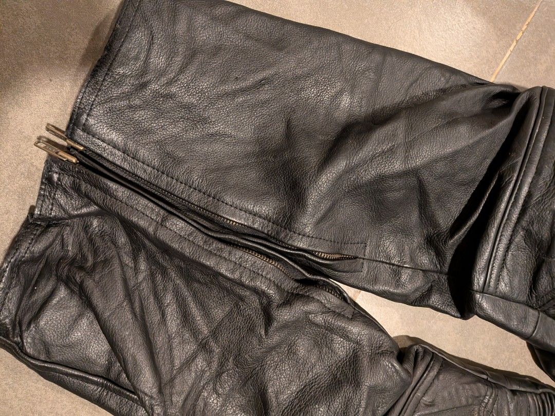 Joe Rocket Black Leather Motorcycle Riding Pants (Category: Jeans) located in Paniqui. Submitted by fndrs.kprs.ph (Listing ID 1442062687, Image 3). Description: Joe Rocket Genuine Leather Pants Size on tag: 42 Waistline: 34 to 38 (Adjustable) Length: 39 Need Dry Clean Only.