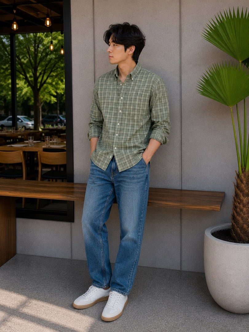John Ashford Essentials Green Plaid Button-Down Shirt Size S (Category: Tshirts & Polo Shirts ) located in Quezon City. Submitted by jong_17 (Listing ID 1442066369, Image 3). Description: - Green plaid long-sleeve shirt - Brand: John Ashford Essentials - Style: Button-down with collar - Versatile: Wear alone or layered - Ideal for casual and smart-casual outfits.