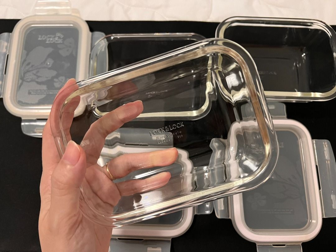 Lock & Lock Glass Lunch Box Set (3PCS) | Glass Food Containers with Lids (Set of 3)