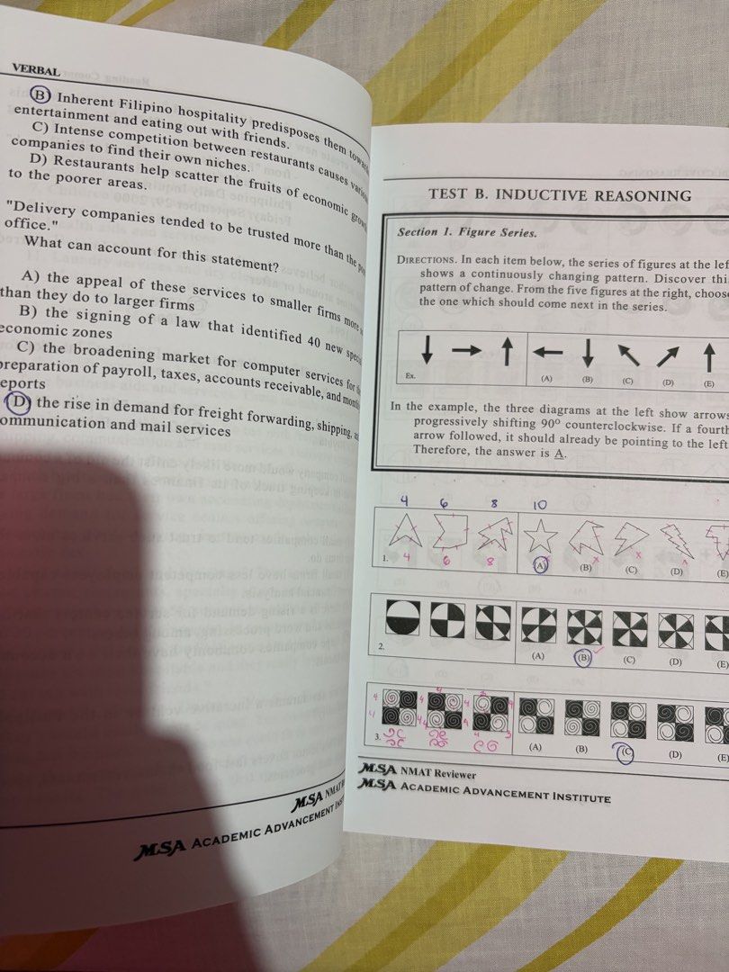 MSA NMAT Reviewer (Category: Textbooks) located in Las Pinas. Submitted by bangtanbooks (Listing ID 1442023111, Image 3). Description: - simulate the nmat exam with this reviewer! - rfs: took the nmat already :) this book helped me get a PR of 90+ - bought for 850, selling for 450 - still usable despite the many markings on the pages .