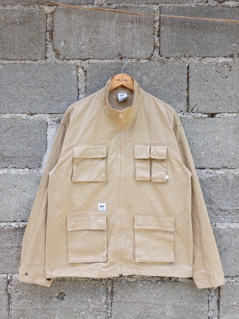 NASTYKICK INC. Beige Utility Jacket (Category: Coats, Jackets and Outerwear) located in Bislig. Submitted by micoy22 (Listing ID 1442113707, Image 2). Description: FOR SALE 760+89 SF NASTY KICK MULTI POCKET MILITARY JACKET SIZE L ON TAG WAISTLINE 24 LENGTH 29 COLOR RATE 10/10 VGOOD CONDITION UNLI VOUCH LOCATION BISLIG CITY SDS.