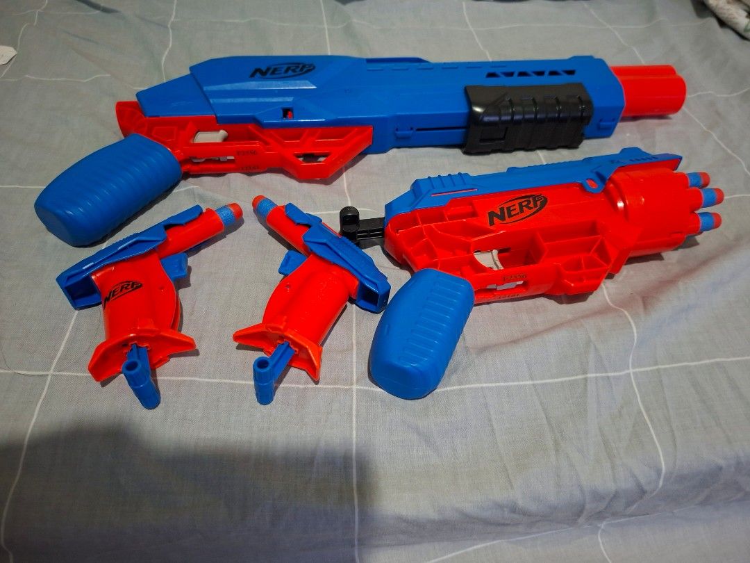 Nerf Alpha Strike Toy Gun | Nerf Set (Category: Action & Battle Toys) located in Quezon City. Submitted by doggielover01 (Listing ID 1442072231, Image 1). Description: Nerf Alpha Strike - toy gun - pre-owned, few bullets left - sold as set - 4 pc set PHP 350 MOP: Gcash MOD: -grab/lalamove (shouldered and booked by buyer).