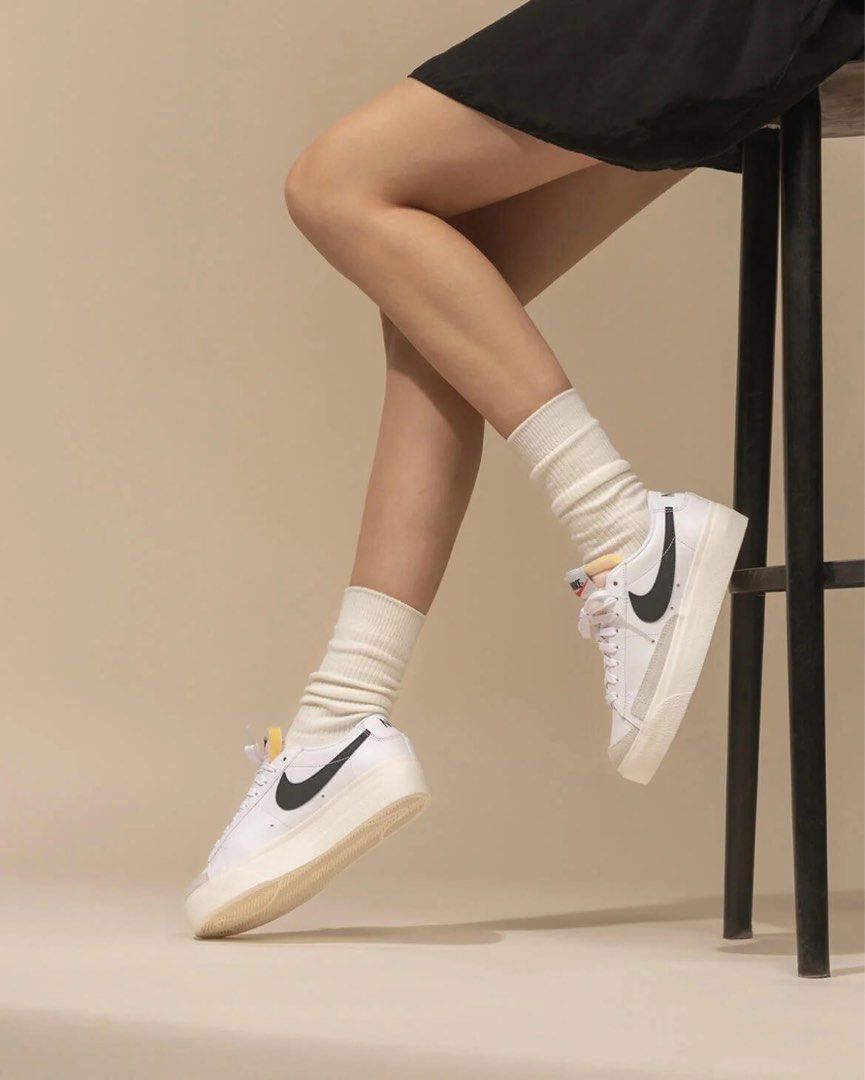 Nike Blazer Low '77 Vintage White Black (Category: Sneakers) located in Quezon City. Submitted by kb0030 (Listing ID 1442113322, Image 2). Description: WOMENS 7 - Classic Nike Blazer Low '77 Vintage - White leather with black swoosh - Grey suede accents - Low-top silhouette - Perfect for everyday wear - Shows some signs of use on soles and laces.