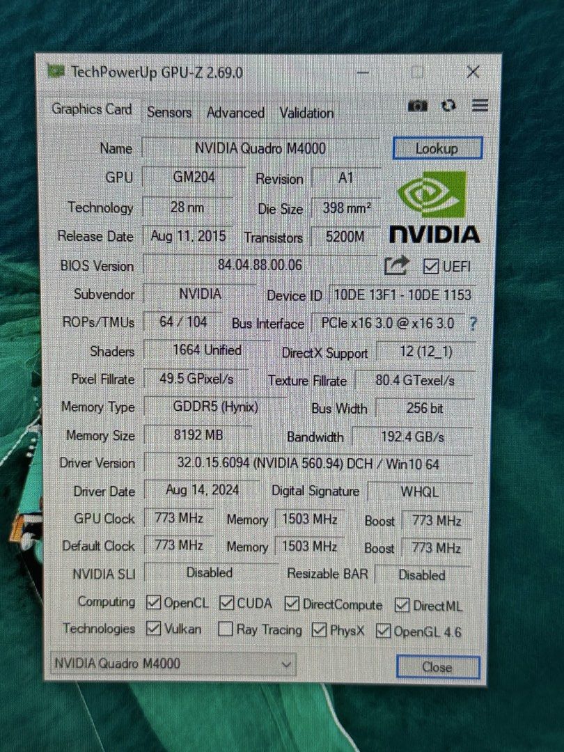 NVIDIA Quadro M4000 Graphics Card473945973080074243