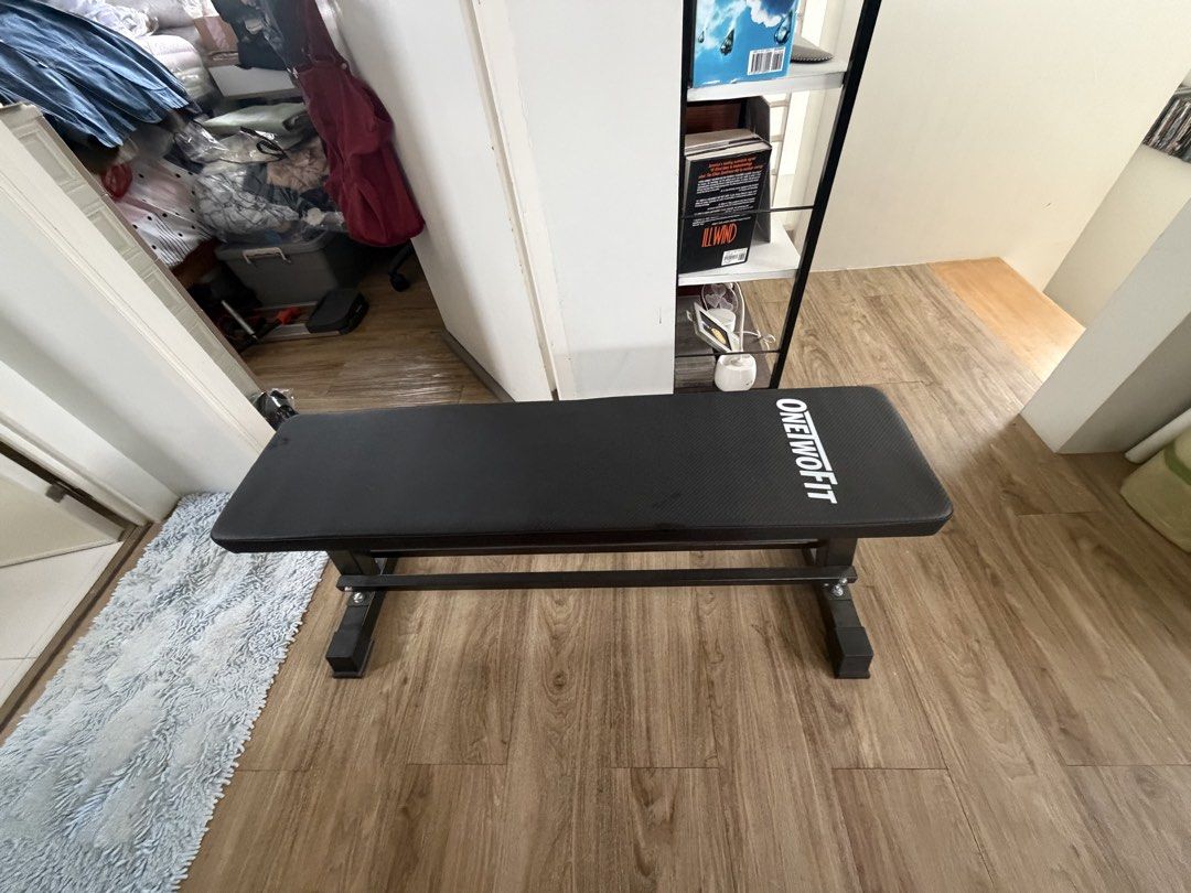 ONE TWO FIT Flat Weight Bench for Home Gym (Category: Weights & Dumbbells) located in Pasig City. Submitted by lortega (Listing ID 1441997600, Image 1). Description: - ONE TWO FIT Flat Bench - Ideal for home workouts - Sturdy and reliable construction - Easy to store - Perfect for lifting and bodyweight exercises RFS: Decluttering. .