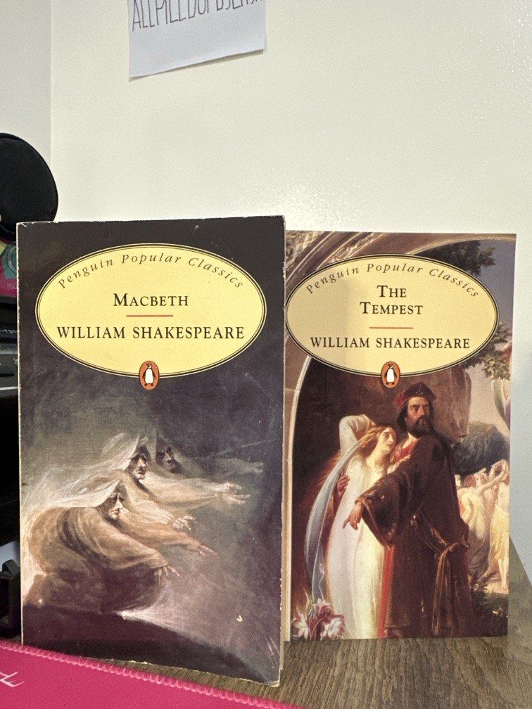 Penguin Classics William Shakespeare Macbeth and the Tempest (Category: Storybooks) located in Legazpi City. Submitted by allpiledupbylaya (Listing ID 1442094991, Image 1). Description: Bundle Mild tan, no annotation All books are original IG: @allpiledupbylaya MOP: Gcash MOD: J&T Loc: Legazpi City.