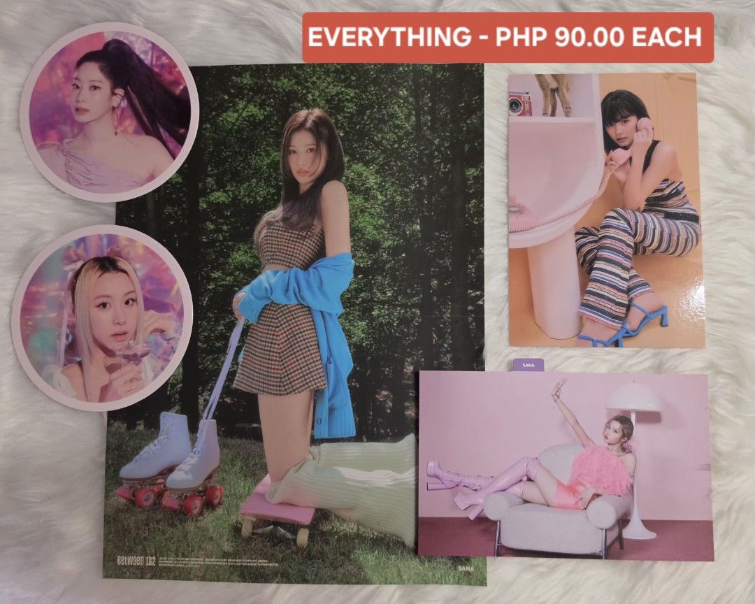 PHP 90.00 EACH - ALL OFFICIAL - TWICE ALBUM INCLUSIONS (Category: CDs & DVDs) located in Taguig. Submitted by kate_min (Listing ID 1442001354, Image 1). Description: PHP 90.00 EACH - ALL OFFICIAL - TWICE ALBUM INCLUSIONS ✅️ SN B1&2 Mini Poster, DH TOL Postcard, CY TOL Postcard, TY B1&2 Postcard, SN FOL Postcard ✅️ mint condition 🏷 PHP 90.00 EACH ‼️ PAY AS YOU ORDER. NO RESERVATION. MOP: Maribank or GCASH only. MOD: Pick up here at Upper Azucena,