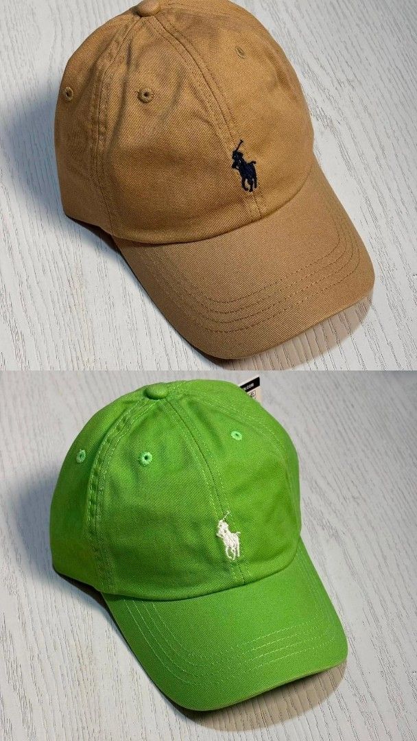 Ralph Lauren Polo Cap - Multiple Colors Available (Category: Caps & Hats) located in Santa Maria. Submitted by antonio_0718 (Listing ID 1441985817, Image 2). Description: - Available colors: green, white, tan, lime green, yellow, navy, light blue, grey, olive - Iconic Polo player logo detail - Perfect for everyday wear - All caps come with original tags.
