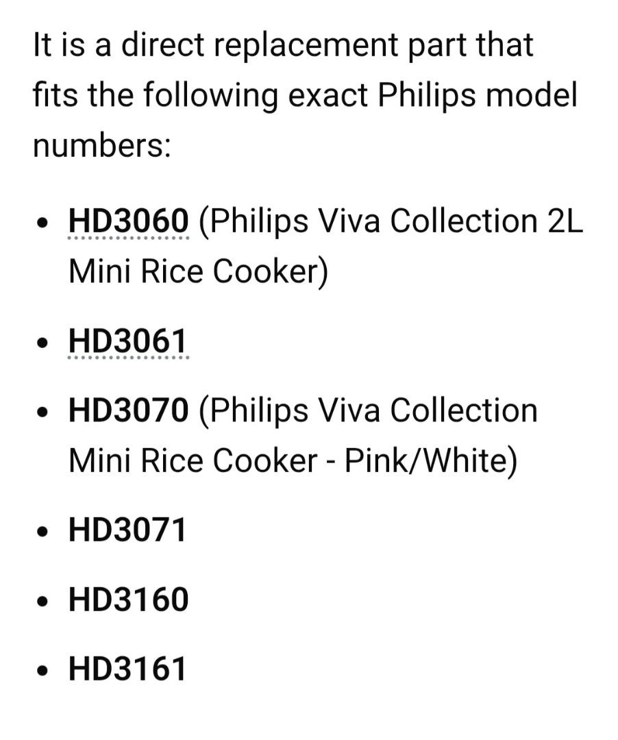 Rice cooker pot for 2L Philips Model473902383524761602