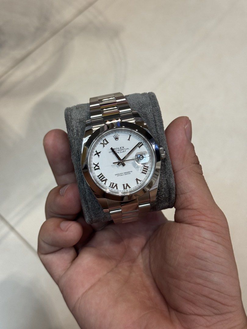 Rolex Datejust White dial 41mm 2024 (Category: Luxury Watches) located in Mandaluyong City. Submitted by luxurythingsmanila (Listing ID 1442103270, Image 2). Description: Rolex Datejust White Dial & Roman Numeral Markers Reference 126300 Inclusions: Complete Set Year: 2024 ₱: 578,888.