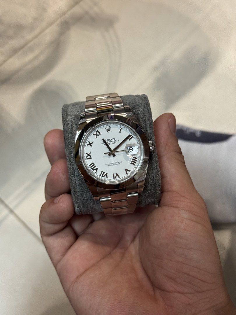 Rolex Datejust White dial 41mm 2024 (Category: Luxury Watches) located in Mandaluyong City. Submitted by luxurythingsmanila (Listing ID 1442103270, Image 1). Description: Rolex Datejust White Dial & Roman Numeral Markers Reference 126300 Inclusions: Complete Set Year: 2024 ₱: 578,888.