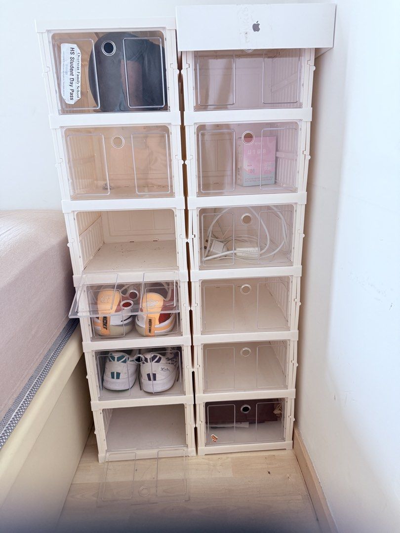 Stackable Clear Shoe Storage Boxes - Set of 12473753066763735042