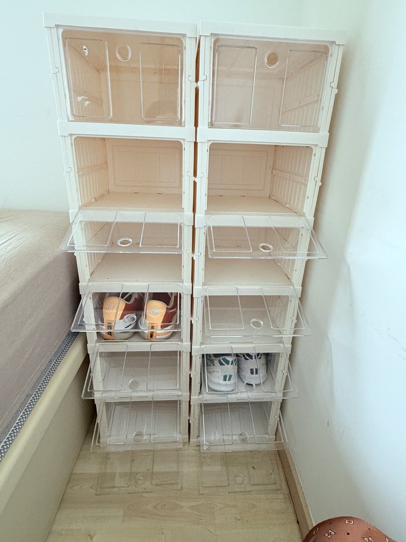 Stackable Clear Shoe Storage Boxes - Set of 12473753066763735041