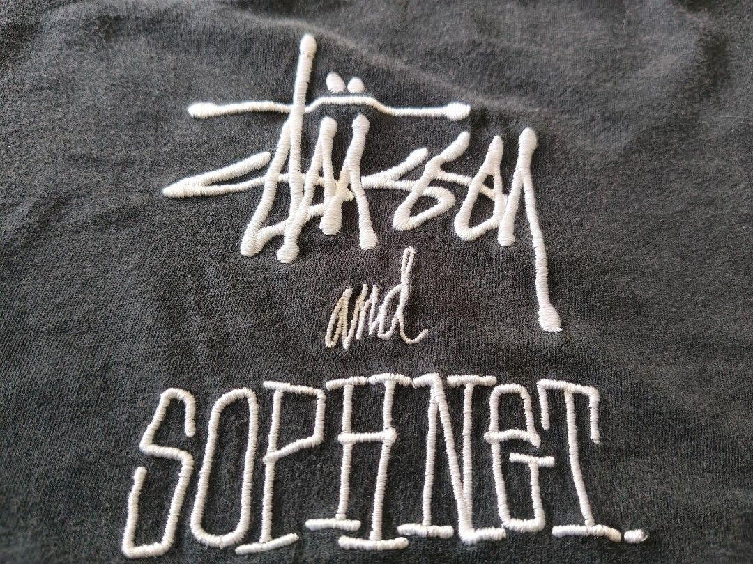 Stussy and Sophnet Tee shirt (Category: Tshirts & Polo Shirts ) located in Cabadbaran. Submitted by jem1124 (Listing ID 1442021213, Image 2). Description: 17.5x27 embroidered design Good condition even fade issue: cracked print on 1998 print.
