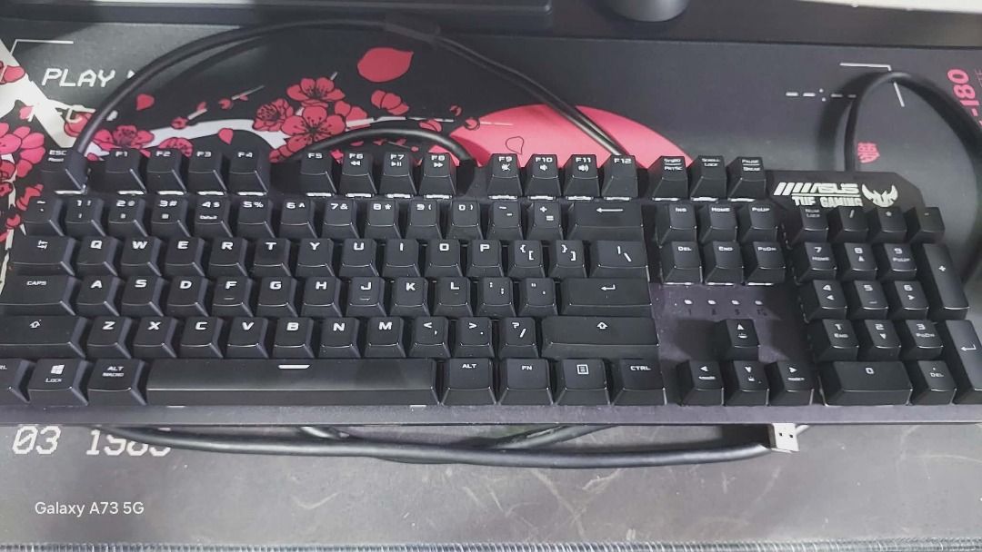 TUF GAMING K3 (Category: Computer Keyboard) located in Manila. Submitted by johngabrie02188 (Listing ID 1442024447, Image 1). Description: RFS: upgrade Original Price: 4000 Will give discount to sure buyer Loc: Malate Manila Mode of Delivery: Lalamove Used sparingly over three years Blue switches Comes with free AULA mousepad.