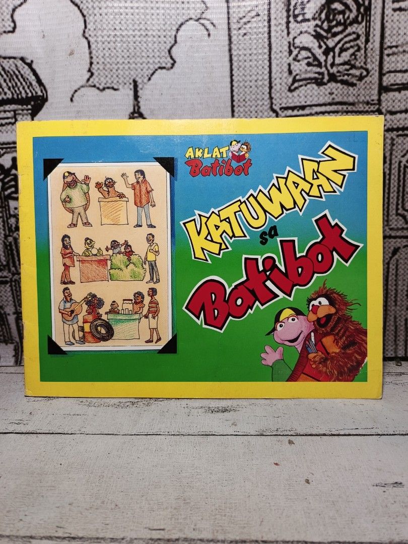 Vintage Batibot Activity Books (Category: Children's Books) located in Iloilo. Submitted by quistor (Listing ID 1442142090, Image 1). Description: Product Features: Vintage Aklat Batibot collectable Books Color: as the picture shows Size: Teens - see battery 2 inches for size comparison Condition: Old Stock, 1988, selling as is. Package Content: 1pc. Notes: Due to the light and screen setting difference, the item's color may be slightly different