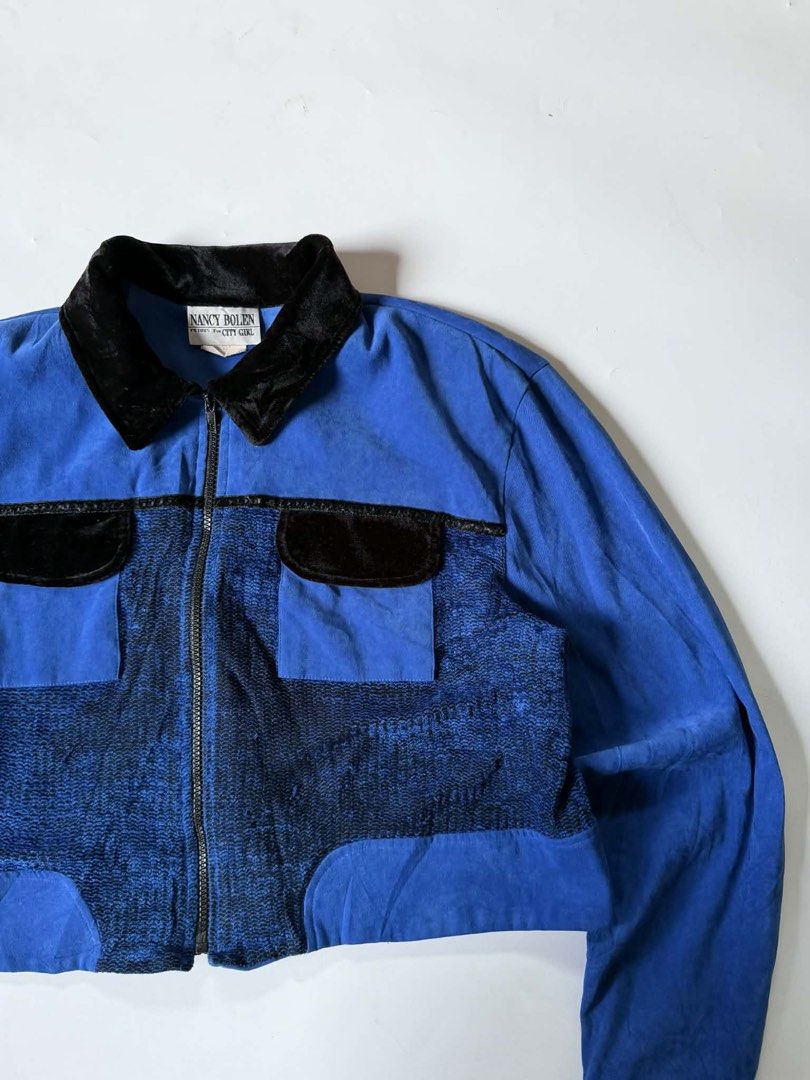 Vintage Nancy Bolen Blazer Zip-Up Jacket Blue (Category: Coats, Jackets and Outerwear) located in Baguio. Submitted by the_gunstore (Listing ID 1442118566, Image 3). Description: Size tagged:L Issue:none Width:23 Length:19.5 Shoulder:19 Sleeve:23.