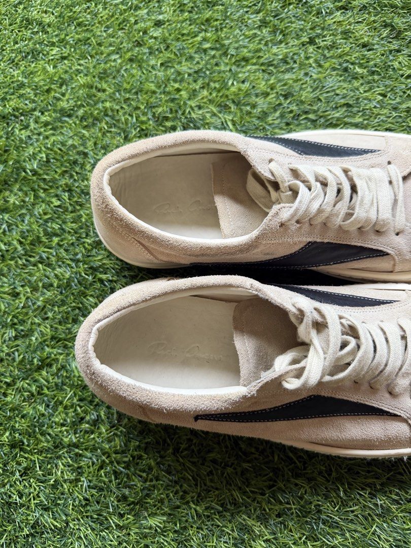 Rick Owens shoes (Category: Sneakers) located in Calamba. Submitted by jannstuff (Listing ID 1442045577, Image 3). Description: Rick Owens Off white vintage suede sneakers Size: 42 fits 9 Very good Condition Need deep clean Price: 4500 + shipping fee Dm.