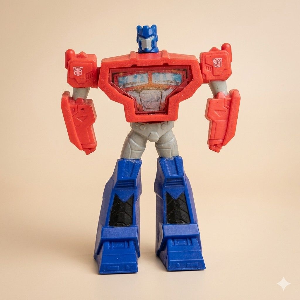 Vintage Transformers Optimus Prime Animated Mini Figure (Category: Figurines & Statues) located in Quezon City. Submitted by lem1998 (Listing ID 1442111526, Image 1). Description: Character: Optimus Prime Franchise: Transformers Key Features: Dual Autobot shoulder logos, prominent stylized chest piece, and a retro lightweight plastic build. Item Type: Mini Figure / Vintage Promotional Toy.