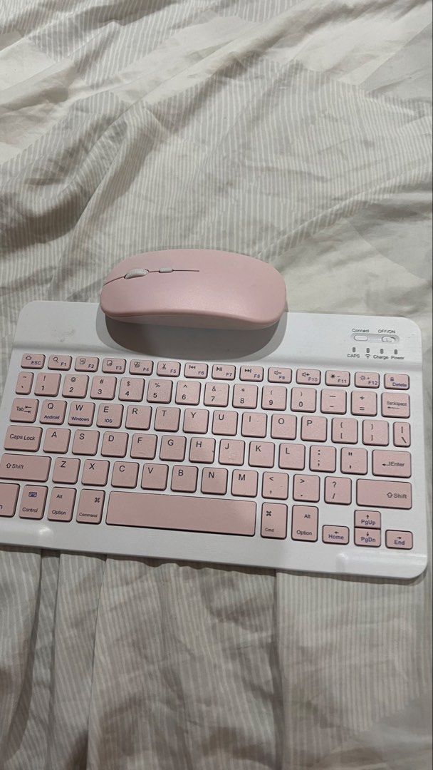 Wireless Bluetooth Keyboard and Mouse (Category: Computer Keyboard) located in Bacoor. Submitted by rhiiiii_ (Listing ID 1442018703, Image 1). Description: Gcash or Maya payment! - Charger not included -Keyboard uses type C charger - Mouse uses AAA battery .